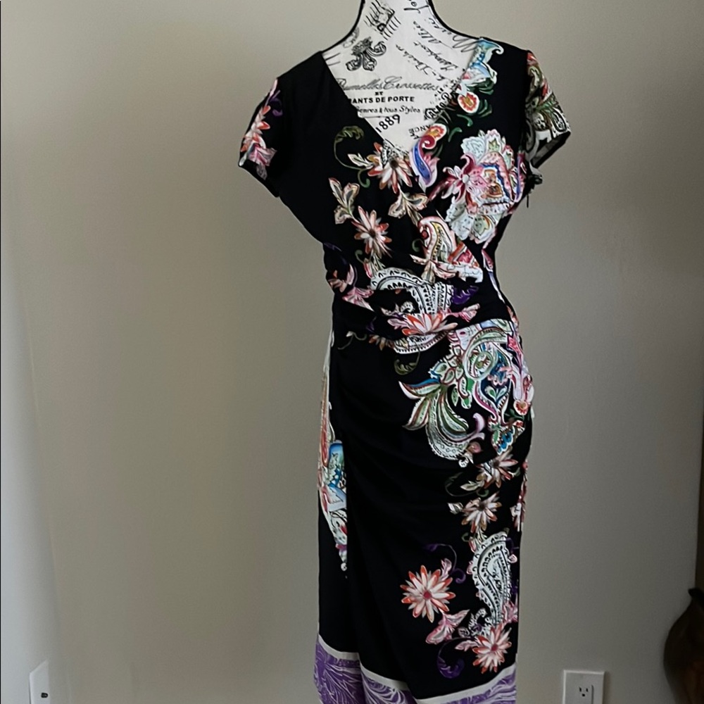 Etro Pink and White Sheath Dress with Dolman Sleeves